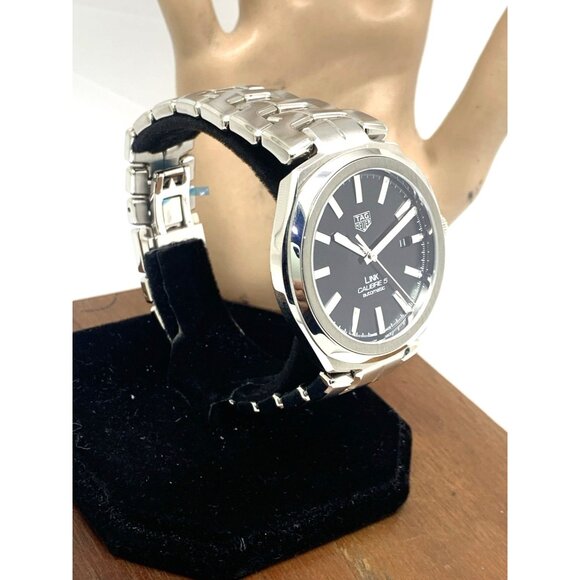 Tag Heuer Men's Watch WBC2110 Link Swiss Automatic Black Dial Silver Steel 40mm - Picture 2 of 13